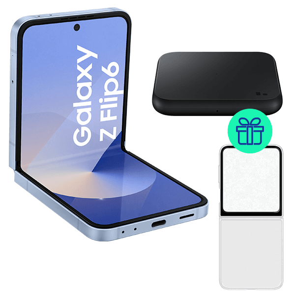 Galaxy Z Flip6 256GB Blau + Funda + Carregador de regal